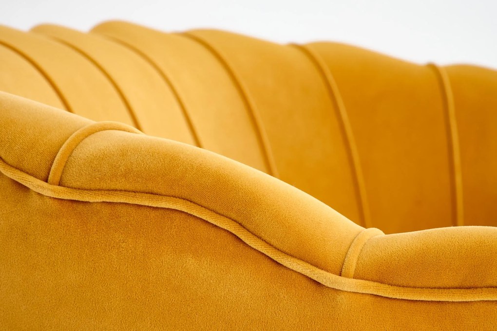 ALMA 2 XL sofa musztardowy, czarny, tapicerowana, Velvet, 2-osobowa