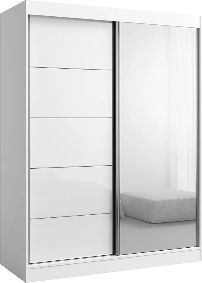 Szafa przeuwna z lutrem Como 2D1L 150 Biała (lacobel)