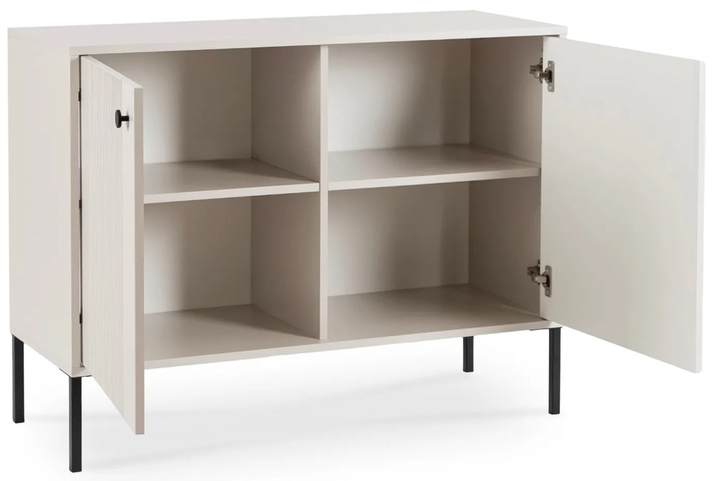 Komoda do Salonu SOFT 104 cm Kaszmir Ryflowana Dwudrzwiowa Nowoczesna