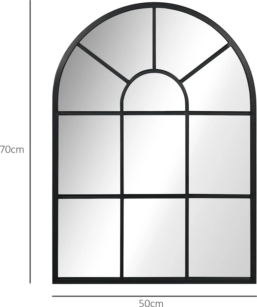 HOMCOM Lustro ścienne czarne do przedpokoju z metalową ramą 70x50 cm design okno | Aosom PL