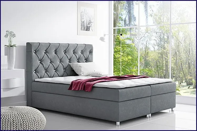 Duże łóżko z pikowanym zagłówkiem Active 160x200 - 44 kolory
