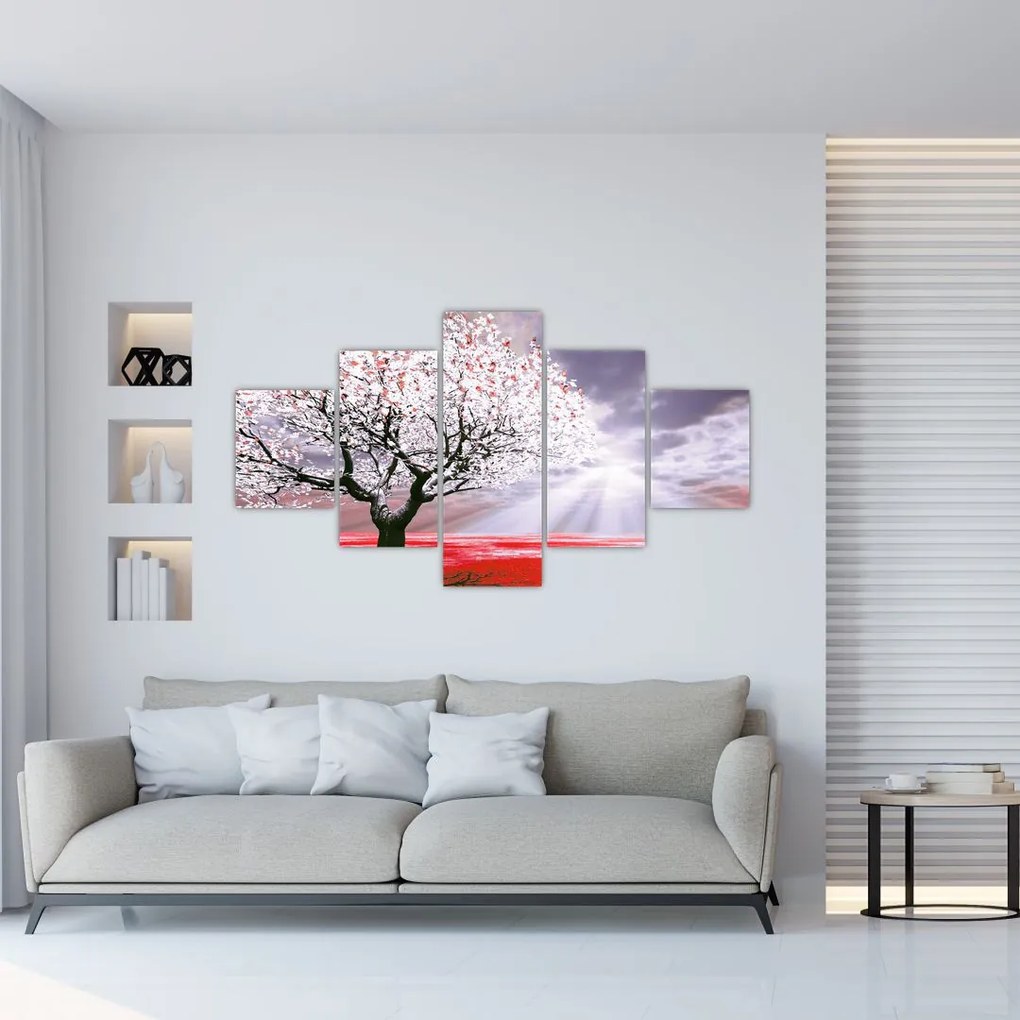 Czerwony obraz drzewa (125x70 cm)