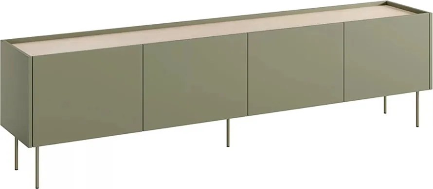 Szafka RTV Desin 220 cm z metalowymi nogami - oliwka / dąb nagano
