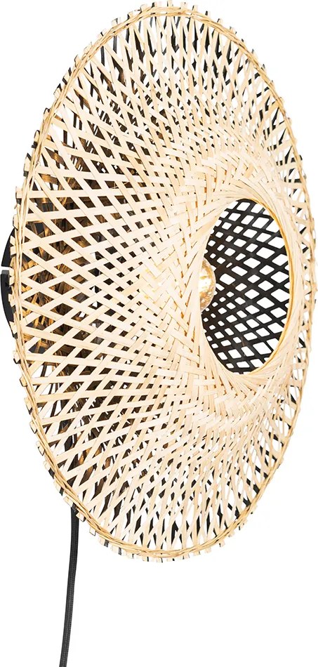 Inteligentna lampa ścienna bambusowa 30 cm z wtyczką w tym Wifi P45 - Rina