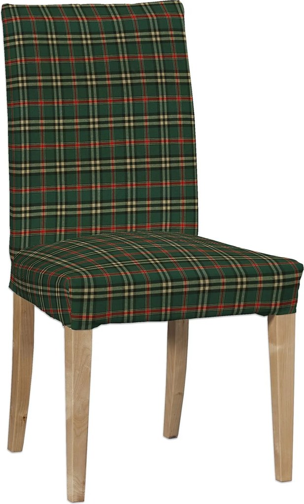 Pokrowiec na krzesło Henriksdal krótki kolor zielony tkanina wzorzysta