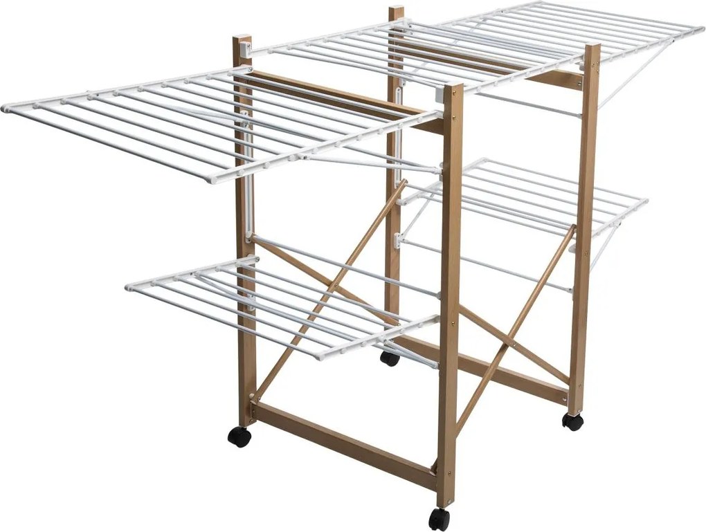 Suszarka na pranie rozkładana, 2 poziomy, mobilna, na kółkach