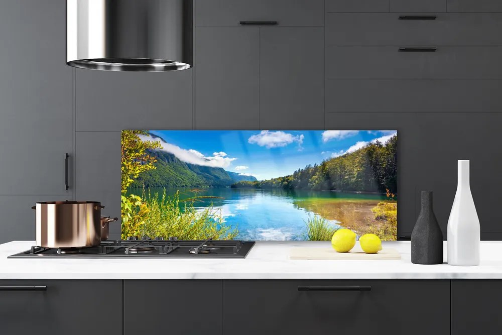 Panel Szklany Kryształowe Jezioro w Objęciach Gór