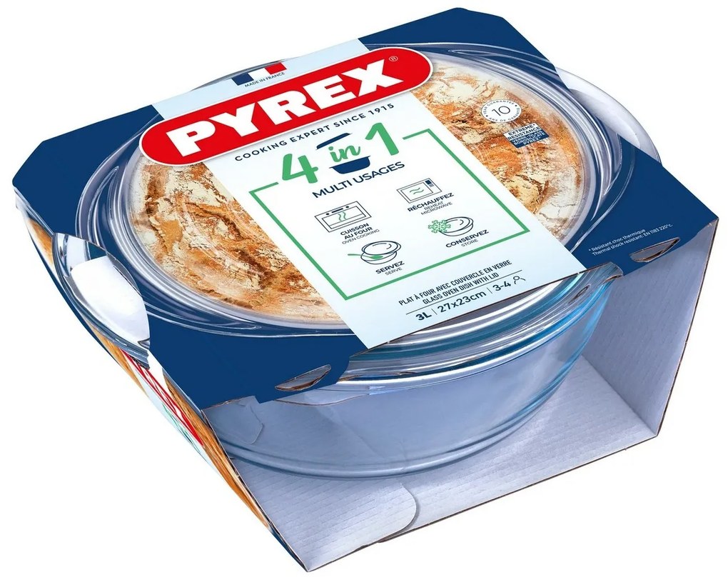 Pyrex Szklana zapiekanka z pokrywką okrągła 3 l