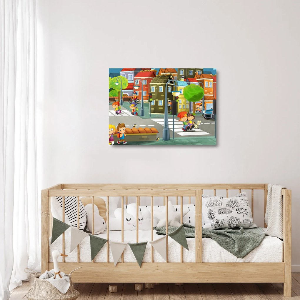 Obraz na szkle - Dziecięce miasteczko (70x50 cm)