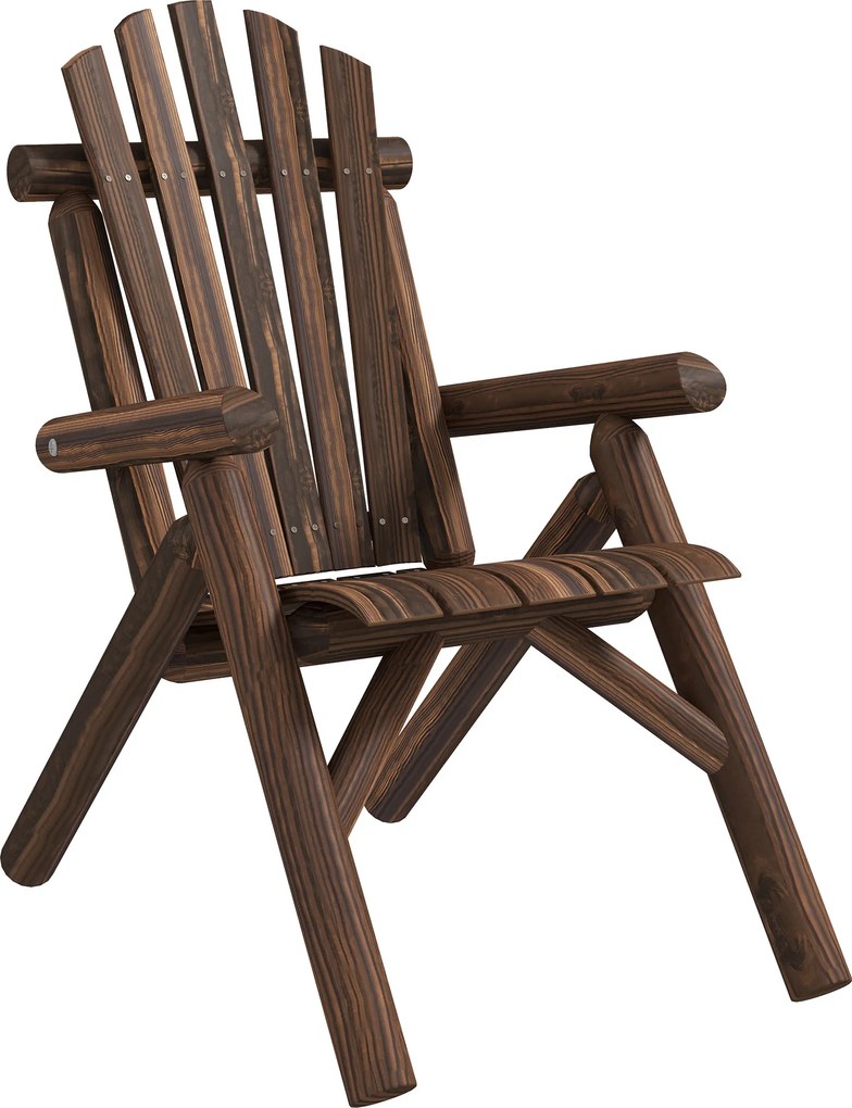 Outsunny Fotel ogrodowy, Zewnętrzny Fotel z Wysokim Oparciem, do 113 kg, Odporny na warunki atmosferyczne, Drewno Naturalne, Brązowy