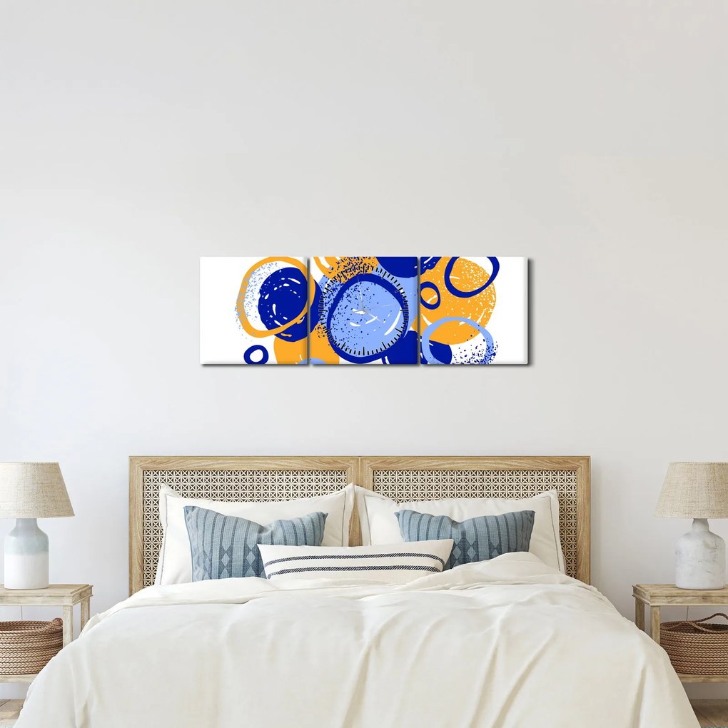 Obraz - Jasny motyw z kółkami (z zegarem) (90x30 cm)