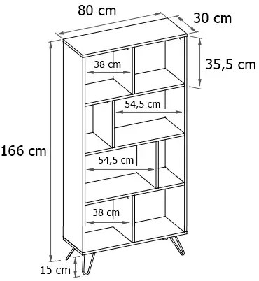 Biały wysoki regał z półkami w stylu loft - Zorina 13X