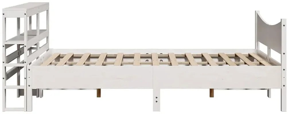 Sosnowe białe łóżko z zagłówkiem i stelażem 160x200 - Kramer 4X