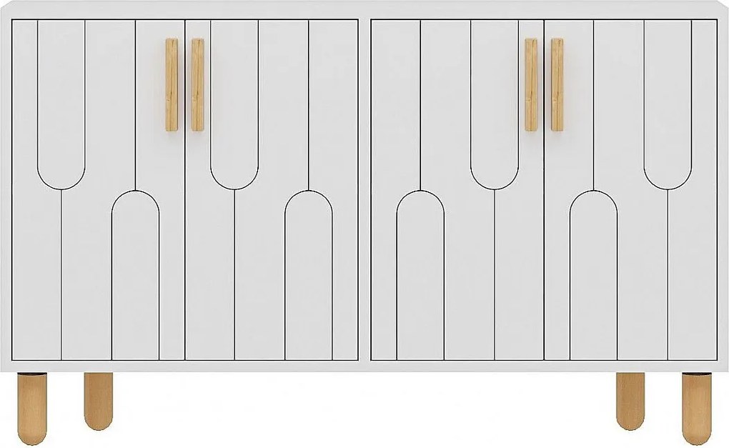 Komoda – 120 cm x 73,6 cm x 29,6 cm – Biała – Płyta wiórowa
