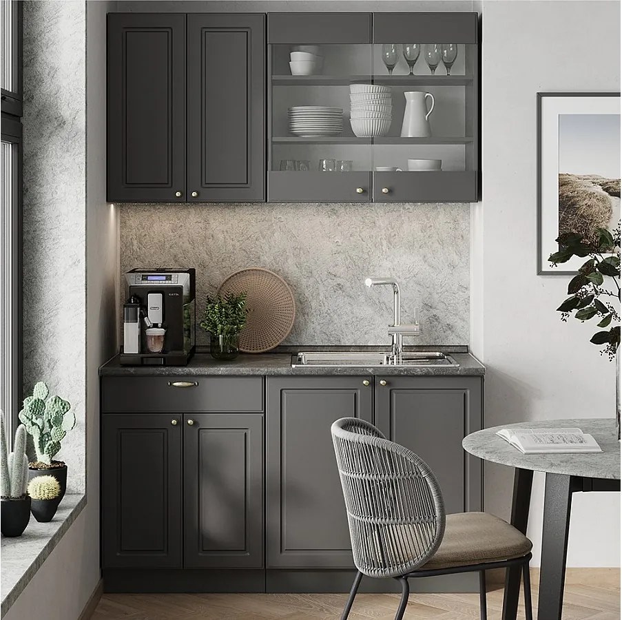 Kuchnia pojedyncza anthrazit-gold landhaus 140x60x81.6 fame-line