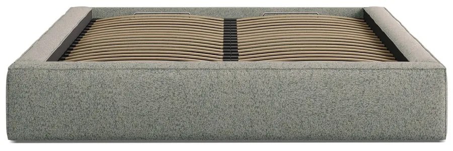 Zielone tapicerowane łóżko dwuosobowe ze schowkiem i stelażem 180x200 cm Simon – Micadoni