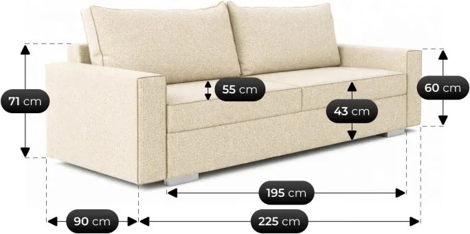 Sofa z Funkcją Spania DRAVOS Kremowa Boucle Nowoczesna
