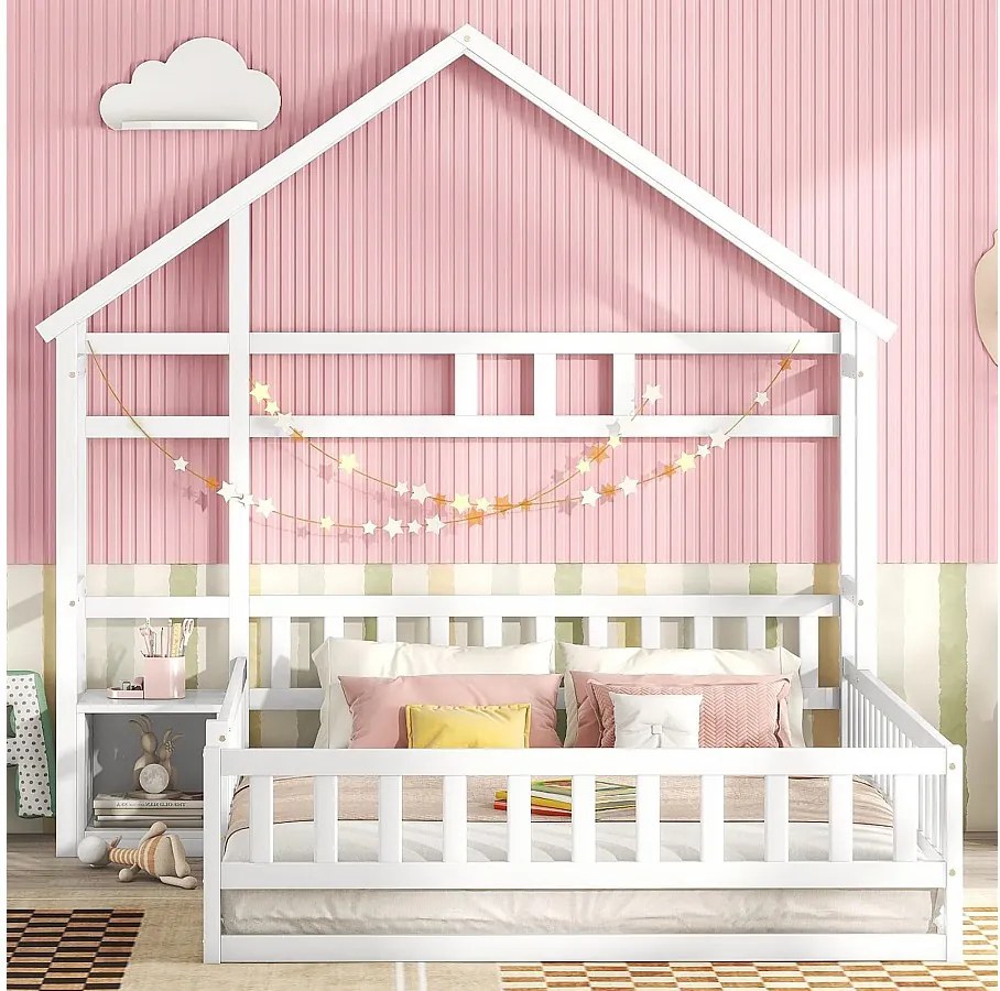 Łóżko kabinowe 140 x 200 cm – sosna – białe – materac nie jest wliczony w cenę