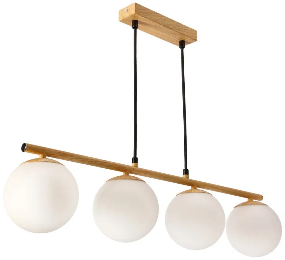 Biało-naturalna lampa wisząca ze szklanym kloszem Carrine – Candellux Lighting