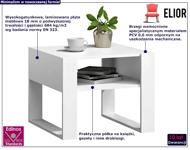 Biała kwadratowa ława do salonu - Martela
