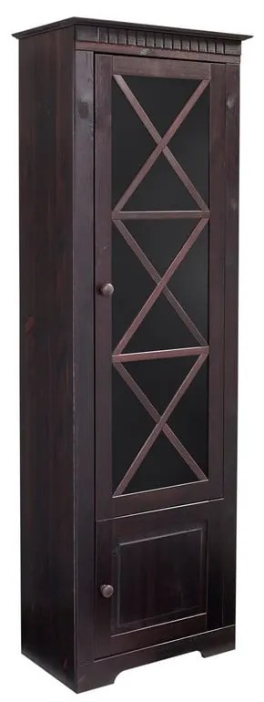 Ciemnobrązowa witryna z litego drewna sosnowego 180x35 cm Lisa – Støraa