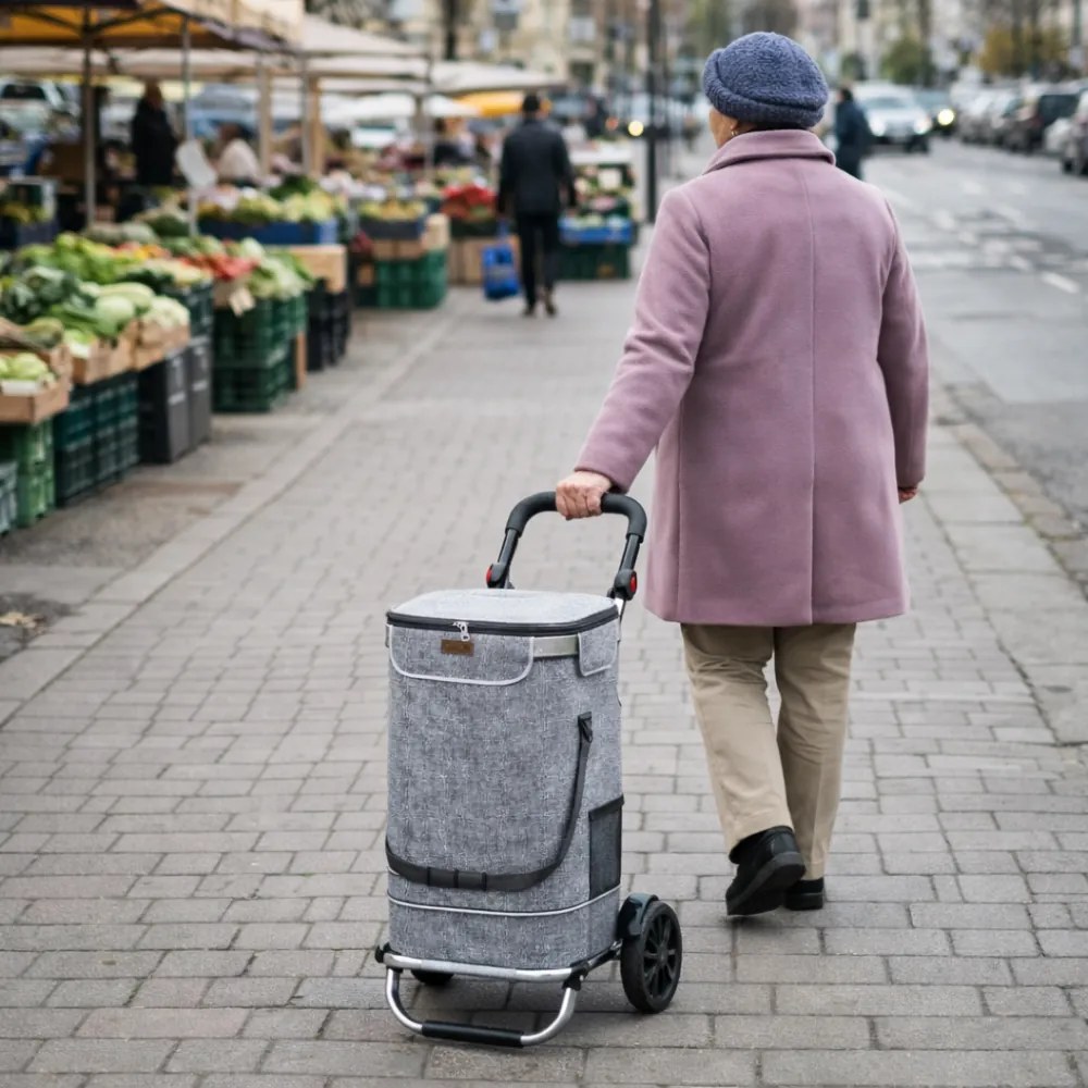 Torba na zakupy na kółkach EASY, 50l, szara Monzana