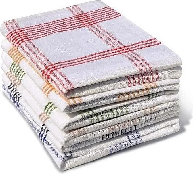 Zestaw 6 ściereczek kuchennych 100% bawełna 50x70 cm wielokolorowa w kratę z praktycznym uchwytem