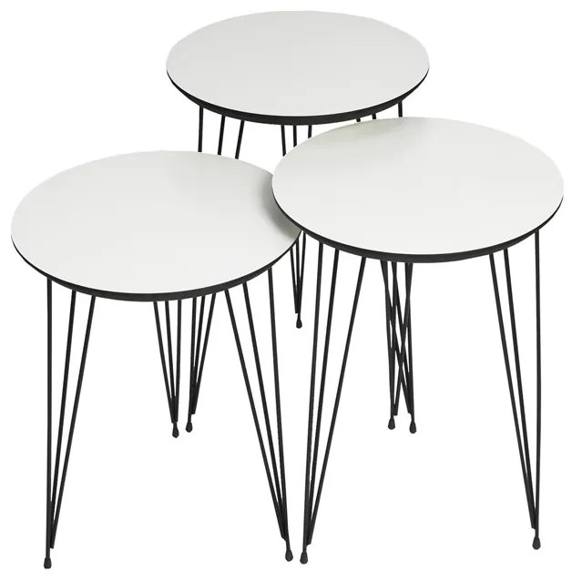 Zestaw 3 okrągłych stolików kawowych