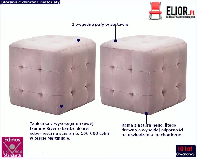 Zestaw dwóch różowych puf wypoczynkowych - Futori 4X