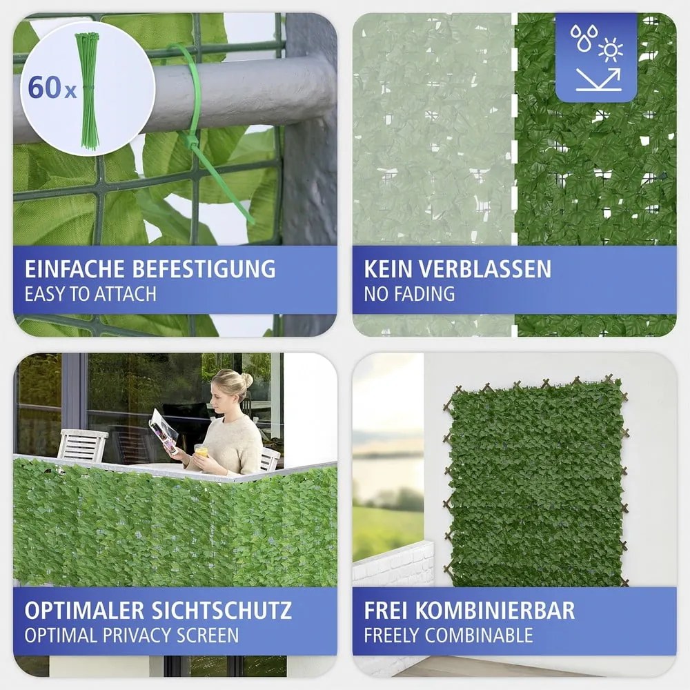 Zielona plastikowa osłona balkonowa 300x100 cm Ivy – Maximex