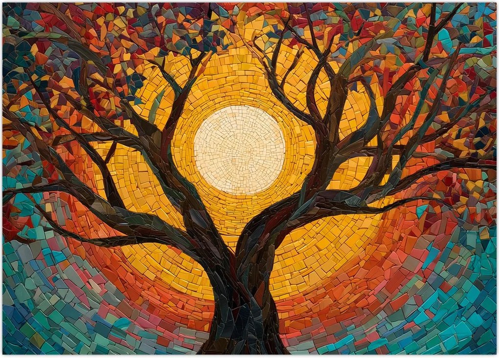 Obraz - Słońce w koronie drzewa życia (70x50 cm)