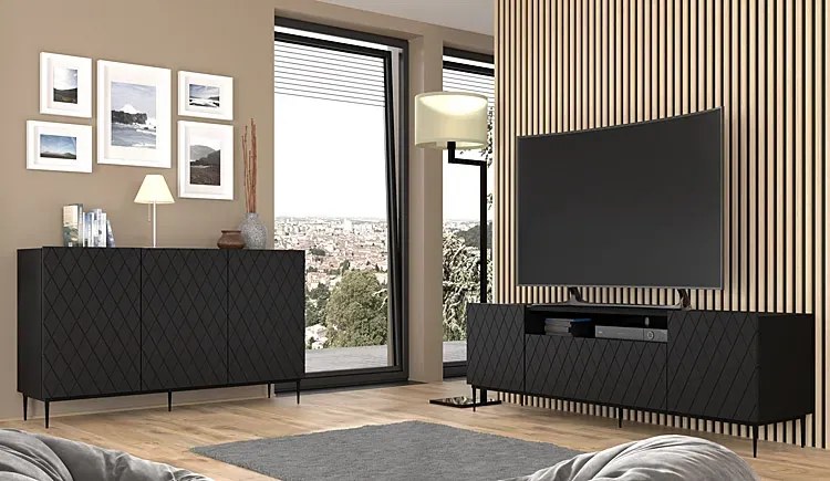 Szafka rtv grafit mat + czarna rama - Nevia 4X