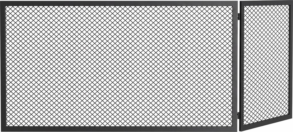 HOMCOM Osłona kominka, składana metalowa osłona przeciwiskrowa do salonu i sypialni, 141x50cm, czarna | Aosom PL
