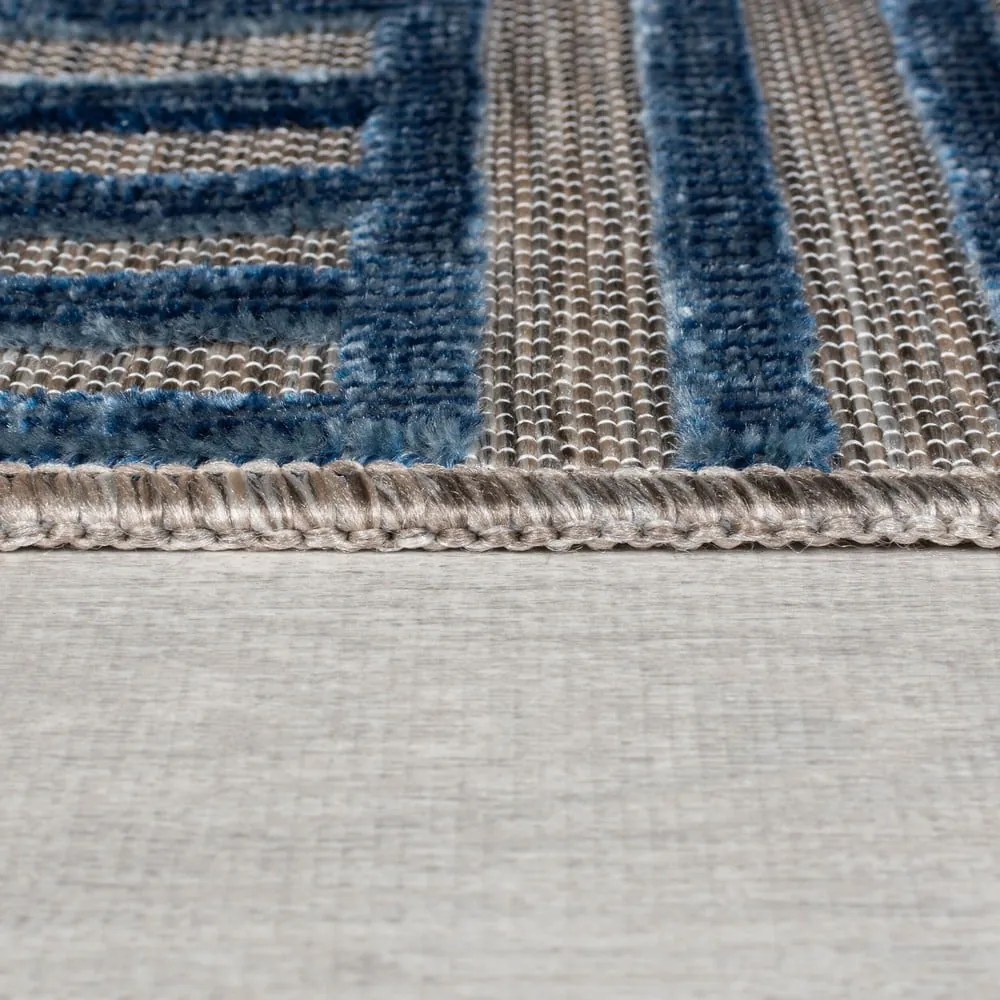 Ciemnoniebieski dywan odpowiedni na zewnątrz 66x230 cm Vigo Blocks – Flair Rugs