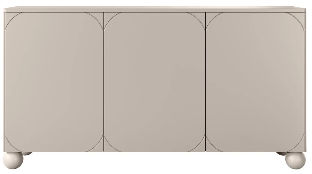 Komoda Sonatia II 150 cm trzydrzwiowa na nogach kulach - kaszmir