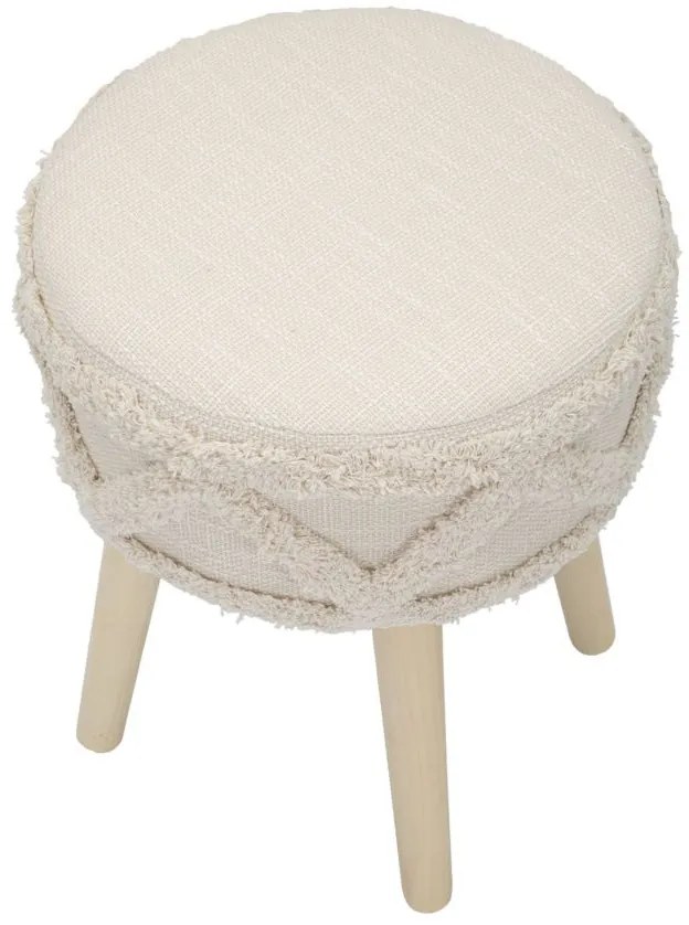 Taboret w stylu boho, drewniane nogi, Ø 32 cm