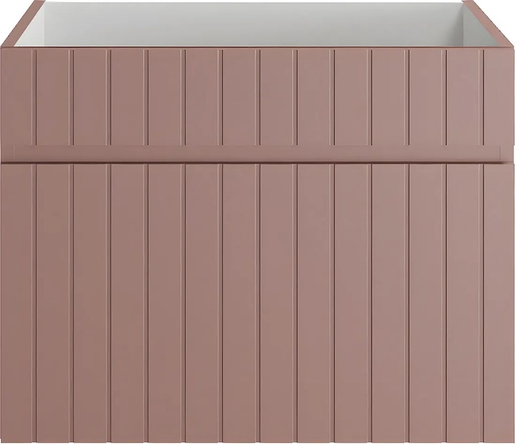 Szafka pod umywalkę wisząca ryflowana różowa - 60 cm - SATARA