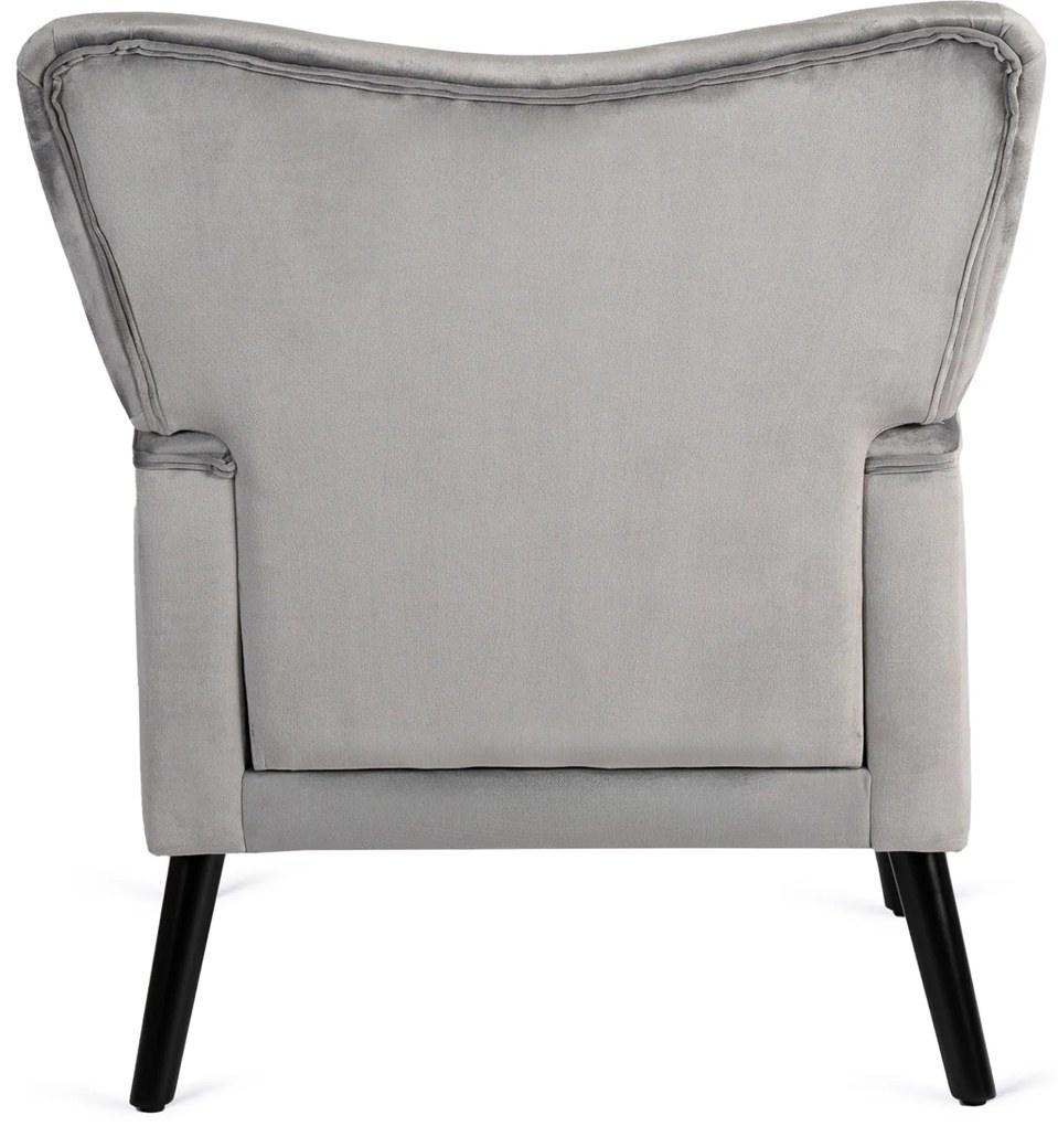 Fotel Uszak Wypoczynkowy BUNNY Szary Welurowy Nowoczesny Loft