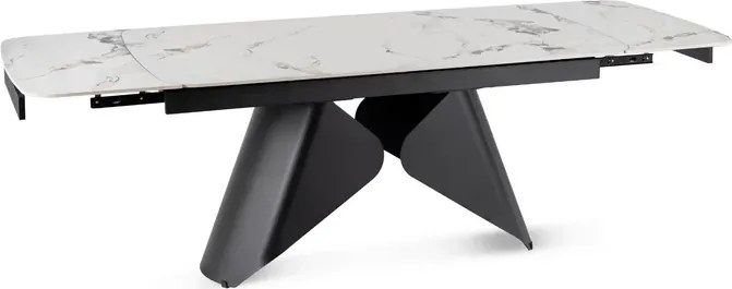 Stół Rozkładany Prostokątny VERONA 160-240 cm Ceramiczny Biały Marmur/Czarny Loft