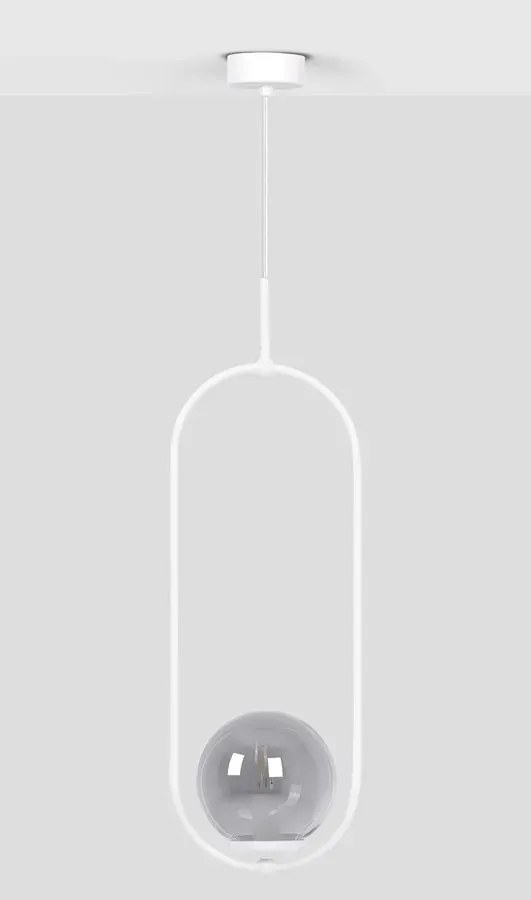 Biało grafitowa eliptyczna lampa wisząca nad wyspę A488 W3-R37