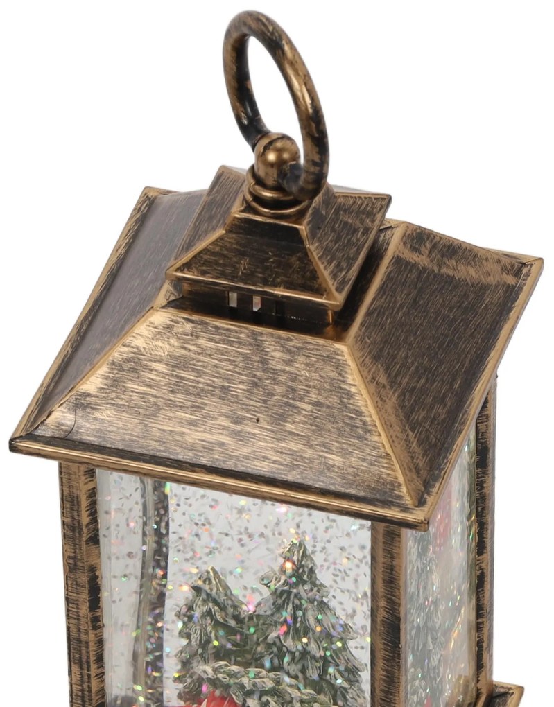 Dekoracyjny lampion świąteczny LED z wodą i brokatem, 23 cm