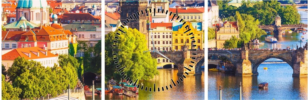 Obraz - Praga II. (z zegarem) (90x30 cm)