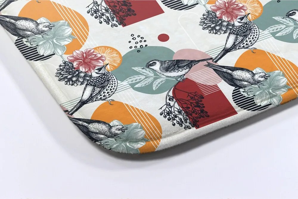 Dywanik łazienkowy Dywanik łazienkowy Ptaki Kwiaty Wzór