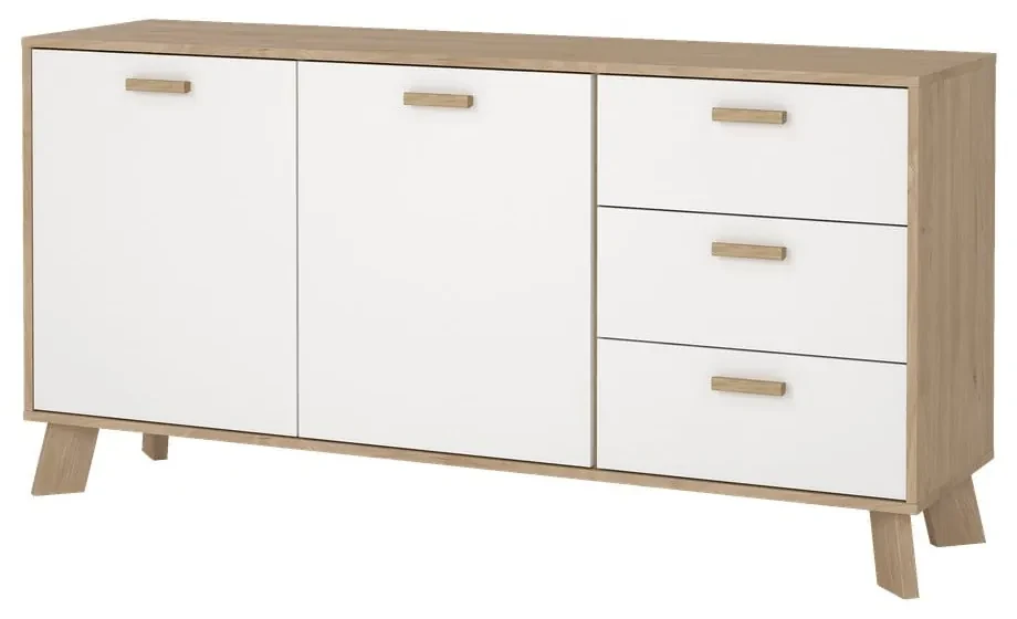 Biało-naturalna komoda w dekorze dębu 147x73x39 cm Ikast – Tvilum