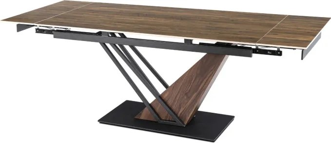 Stół Rozkładany Prostokątny REX 160-220 cm Ceramiczny Ciemny Brąz/Czarny do Jadalni Nowoczesny Loft