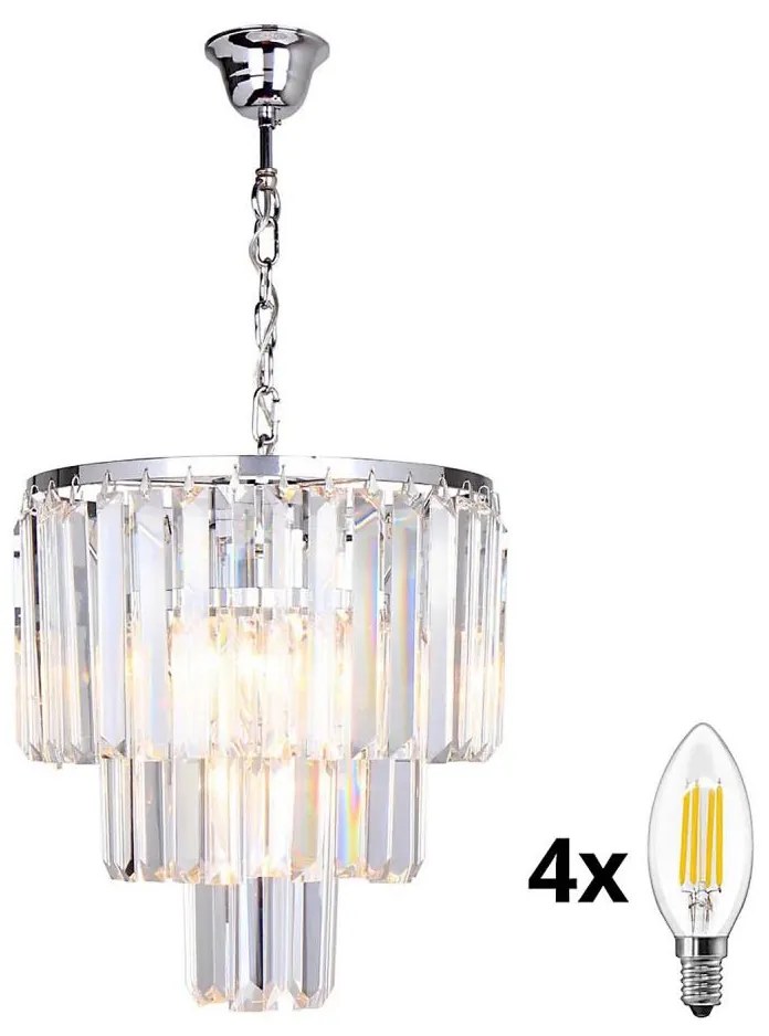 Brilagi - LED Żyrandol kryształowy na łańcuchu MOZART 4xE14/40W/230V chrom błyszczący