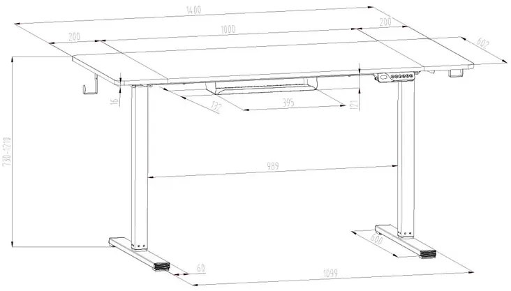 Czarne elektryczne biurko ergonomiczne do pracy na stojąco N3-D86