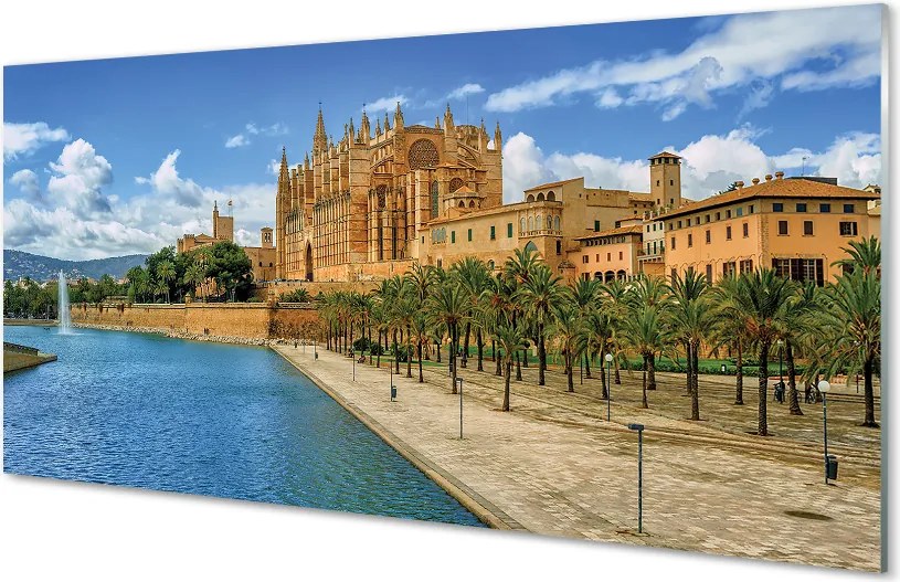 Panel szklany do Kuchni Gotycka Katedra w Otoczeniu Palm