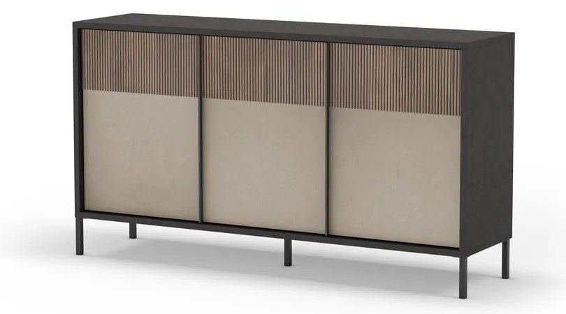 Antracytowo-jasnobrązowa niska komoda 156x86 cm Amalia – Marckeric