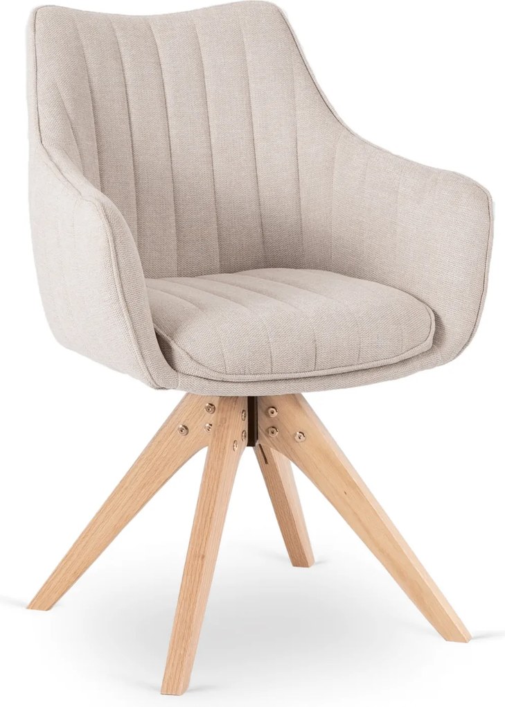 Krzesło Tapicerowane Obrotowe do Salonu LEMON Jasnobeżowe Nowoczesne Skandynawskie